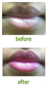 before and sfter using  nurraysa pearl magic lipstick